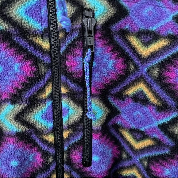 Vintage 90's REI Graphic Aztec Print Pullover Fleece Half Zip Jacket Size Medium - Picture 5 of 7